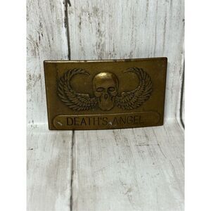 Winged Skull Solid Brass 1970s Deane & Adams Vintage Belt Buckle London England